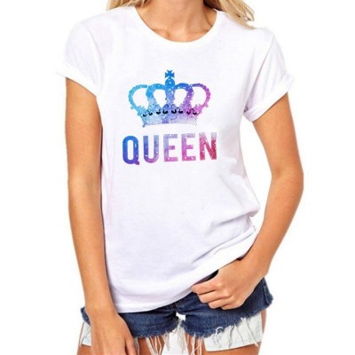 Crown QUEEN Letter Print T Shirt TO